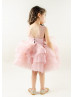 Mauve Leaf Embroidery Tulle Flower Girl Dress